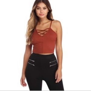 Lace Up Crop Cami